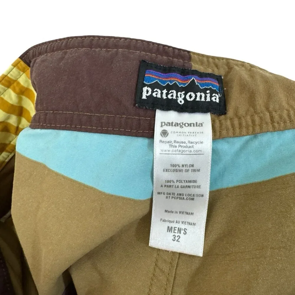 Patagonia 32 Wavefarer Board Shorts Swim Tie Waist Striped Beach Mens